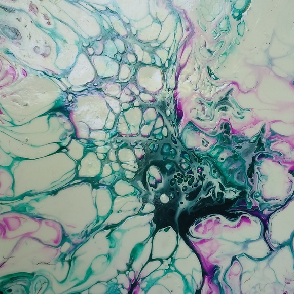 "Intergalactic Mycelium" Upcycled Mushroom Pour Art Wooden Wall Mount - Picture 7 of 9